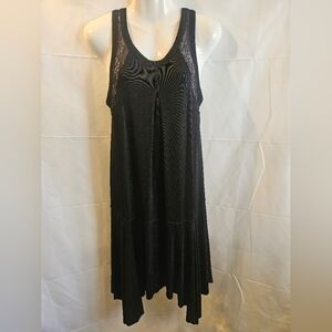 Free People Black Lace Back Flowy Midi Dress Handkerchief Hem Size S